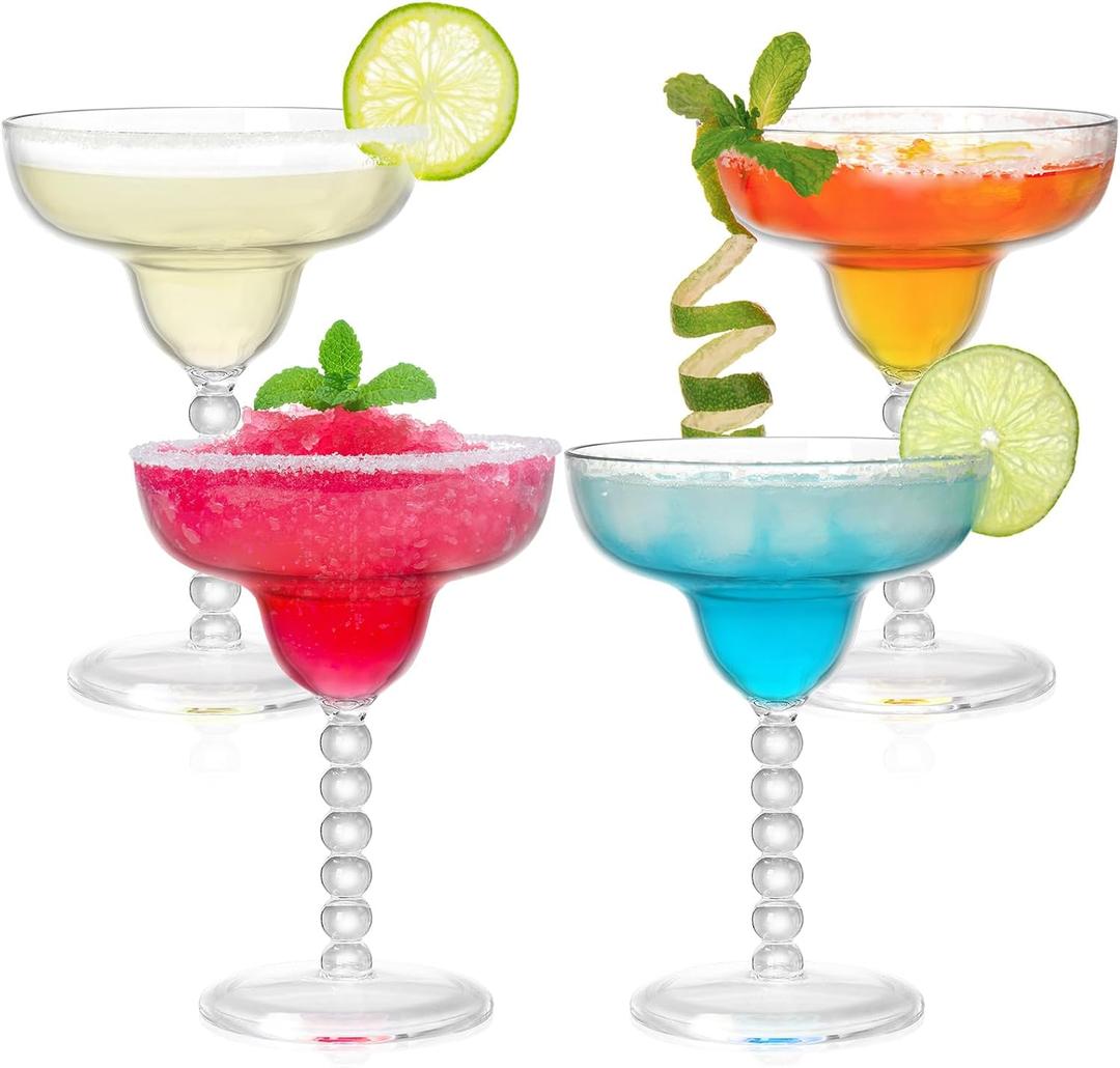 TOPZEA Acrylic Margarita Glasses Set of 4, 13.5 oz Shatter-proof Plastic Daiquiri Cocktail Cup, Unbreakable Martini Champagne Coupe Glasses Drinkware for Poolside, Bar, Party, BPA-free, Reusable