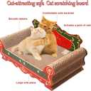 COOZMENT Scratching Sofa, Couch Shaped Thick Scratching Cardboard, Lounge Bed for Indoor Rest&Play, Sofa Scratcher Pad (Red, 23" L X 12.2" W X 10.7" H)