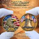 250th Anniversary USA Commemorative Coin Set with Wooden Gift Box, Patriotic Eagle & Liberty Bell Coins, 1776–2026 Freedom Keepsake, Veteran Gift, 250 Anniversary America Merchandise