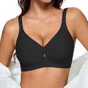 Womens Wireless Jelly Bras Seamless Bra No Underwire Full Coverage Padded Bralette Comfortable Everyday Bras, L Black