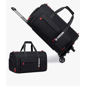 Rolling Garment Bags for Travel, Garment Bag with Wheels, Convertible Garment Duffel bag, Carry On Garment Bag with Shoe Compartment, Rolling Duffel Bag with Detachable Trolley System-Blue