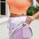 Fisoew Women Athletic Shorts 2 in 1 Running High Split Color Block Workout Yoga Mesh Shorts Pocket Drawstring (Purple, M)