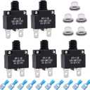 mxuteuk 5Pcs 5Amp Circuit Breakers Push Button Manual Reset 125/250V AC 32V DC,Overload Protector Switch Thermal Circuit Breakers with Quick Connect Terminals and Waterproof Button Caps ST1-5-5A