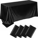 4 Packs Satin Rectangle Tablecloth 58 x 102 Inch, Stain and Wrinkle Resistant Washable Table Cover Smooth Fabric Bright Silk Tablecloth for Dining Table, Wedding Banquet Party Events (Black)
