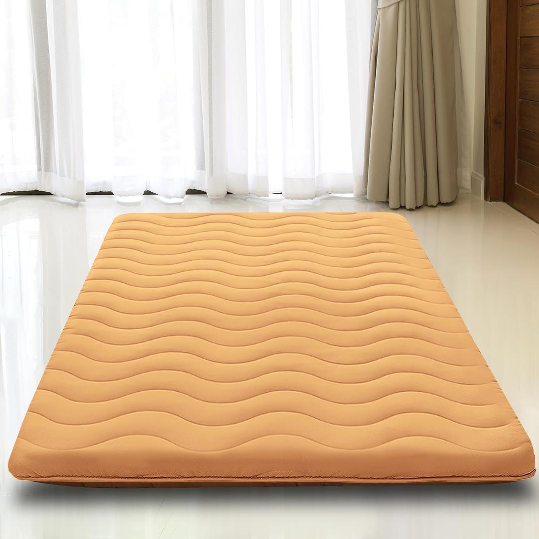 Japanese Floor Mattress, 100% High Density Comfortable Foam, 4" Thicken Foldable Mattress Tatami Mat Sleeping Pad, Ideal for Comfort and Support, Kids Floor Lounger Pillow Bed Sofa, Coffee, Twin