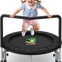 BCAN 36'' Toddler Trampoline, ASTM Certified - Kids Trampoline for Ages 1-6, Foam Handle & Safe Thickened Cover, Mini Trampoline for Kids Indoor, Easy to Assemble