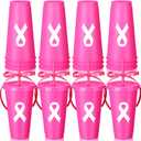 16 Pcs Breast Cancer Awareness Plastic Tumblers 24 oz Reusable Pink Ribbon Cups Bulk with Lids and Straws Drinking Cups Gifts for Women Breast Cancer Awareness Survivor Gift Party Supplies