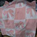 Nahjiiem Pink Bow Blanket Cozy Knitted Bow Checkered Throw for Baby Girls, Reversible Pattern Bows Gift, Coquette Pink Bows Bedding Stuff Decor Blankets, 50x60 Inches