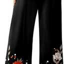 JZC Women's Palazzo Lounge Pants Stretchy Wide Leg Casual Pants Comfy High Waist Flowy Trousers Floral Print 2XL