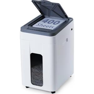 Heavy Duty Paper Shredder: 400-Sheet Auto Feed P5 Micro-Cut Document Credit Card Shredding with Jam-Proof Design for Home Office Business School