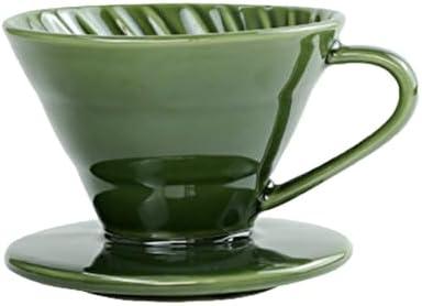 Ceramic Coffee Dripper Filter, 60Angle Tapered Hand Brew Coffee Cup Drip, Reusable Porcelain Pour Over Coffee Dripper, Retro Filter Coffee Set For Travel Camping Office Home (Green)