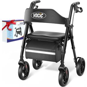VOCIC Z21 Rollator Walker for Seniors with Seat, 8" All Terrain, 350 LBS