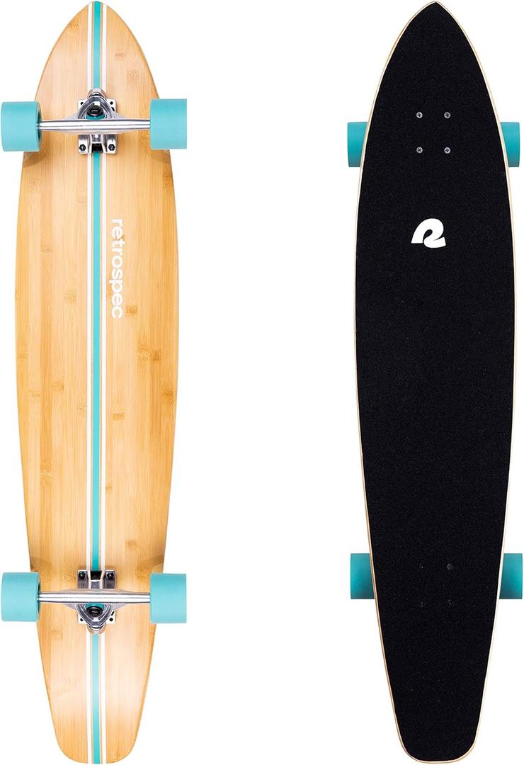Retrospec Zed Pintail & Cruiser Longboard Adult Skateboard - 44in Bamboo & Canadian Maple Deck with ABEC-7 Bearings, 70mm PU Wheels for Commuting & Carving