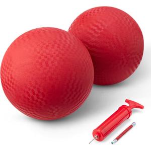 Amazon Basics 10-Inch Playground Kickball, 2-Pack, Red with Pump