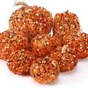 8 Pcs Fall Thanksgiving Pumpkin Decor Glitter Velvet Pumpkin for Home Rustic Farmhouse Artificial Decoration for Autumn Harvest Home Centerpiece Kitchen Thanksgiving Halloween(Orange)
