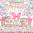 233 PCS Butterfly Party Decorations - Butterfly Balloons, Banner, Cake Topper, Fairy Wing, Tattoo, Stickers, Plates, Napkins, Cups, and Tablecloth for Girl Women Birthday Supplies, Serves 20 Guests