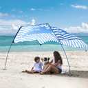 Beach Wind-Powered Shade Canopy, Portable Sun Shelter Tent, UPF 50+ UV Protection, Lightweight, Easy Set Up, 78 Sq. Ft. of Shade for up to 3 People.Lite Regatta Manta Rays Stripe
