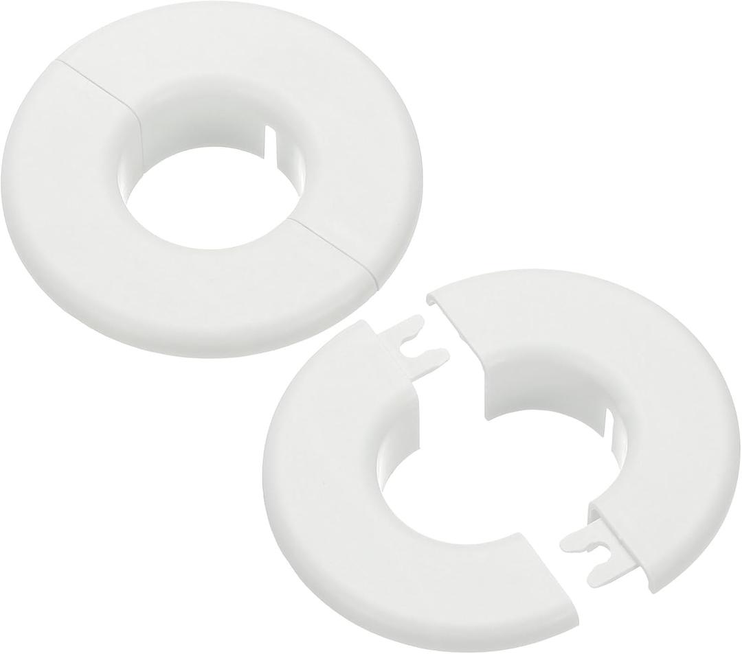 PATIKIL Wall Split Flange 1.5" (37mm), 2 Pcs Round Detachable Escutcheon Plate Buckles Water Pipe Cover for Kitchen Bathroom Air Conditioner Arm Pipe Faucet Decoration, White