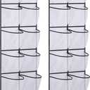 MISSLO Over The Door Shoe Organizer 12 Large Mesh Pockets Hanging Narrow Closet Door, White, 2 Pack