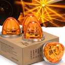4Pcs Amber Watermelon LED Marker Lights Strobe & Constant Dual Function Side Marker Clearance Tail Top Cap Roof Lights 12-24V for Trailer Truck Heavy-duty Truck Bus Van Kenworth Peterbilt Freightliner