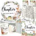 Hushee 200 Pcs Storybook Baby Shower Decorations Supplies A New Chapter Will Soon Begin Book Baby Shower Paper Plates Napkins Cups Library Reading Book Club Tableware Set for 50 Guest