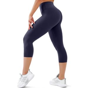 High Waisted Leggings with Pockets for Women Buttery Soft Full Length Capri Workout Yoga Pants Capri No Pockets, Large