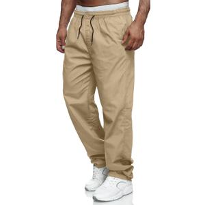 Comdecevis Mens Relaxed Fit Casual Pants Elastic Waist Sweatpants with Pockets Cargo Joggers (Small, Dark Khaki)