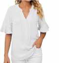 Anrabess Womens Business Casual Tops Summer V Neck 3/4 Ruffle Sleeve T Shirts Dressy Casual Tunic Blouse, (XL)