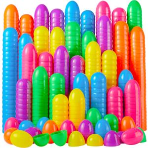 JOYIN 200 PCS 2.3" Easter Eggs, Empty Plastic Eggs Fillable Colorful Bright Eggshell Bulks for Easter Hunt, Filling Treats, Party Favor, Basket Stuffers, Classroom Prize Supplies