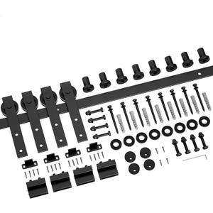 DonYoung 10FT Sliding Barn Door Hardware Kit, Heavy Duty Barn Door Track Kit Fit Double 30" Width Door Panel, Smooth and Quiet Sliding, Easy to Install, Doors Not Included (10FT Double Door Kit)