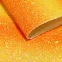 Yellow Orange Gradient Chunky Glitter Faux Leather Roll 12 x 52 Inch, Sparkly Autumn Halloween Collection Fabric for DIY Bows, Crafts, Accessories (Yellow-Orange)