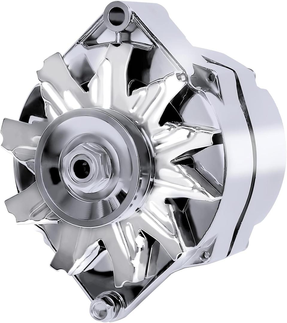 Chrome GM 1 Wire Automotive Alternator Self Exciting High Output 105A One Wire Compatible with Chevy 350 BBC SBC 10SI #1100125 ADR0335C 40012395 7127SECN100A 7127-SE105C
