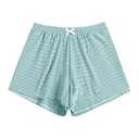 ZAFUL Women's Swim Shorts High Waisted Bow Gingham Floral Print Boyshorts Bathing Suit Swimsuit Bottoms Board Shorts (4-Stripe Green, S)