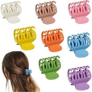 Matte Medium Hold Claw Hair Clips with Double Row Teeth for Women - 8PCS Hair Styling Clamps for Thin, Fine or Thick Hair (Bright Colors)
