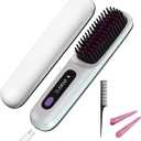 GERY Go Brush Pro 2026 Upgrade Portable Cordless Hair Straightener Brush Comb for Women Short Hair, Fast Heating with LCD Temperature Display, Negative Ion, Travel Gift (White)