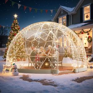 VEVOR Garden Dome Tent, 12 x 7.2 ft Clear Bubble Tent House for 47 Person, Waterproof PVC Geodesic Dome Greenhouse with Ventilated Window, Outdoor Igloo