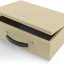 Dalmbox Portable Fire Safe Box with Key Lock, 13.2x 11x 5.1'', Fire Resistant Metal Storage Box, Lock Box for Documents, Safety Deposit Box for Home, Outside, Car, X Large, Sand