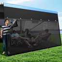 RV Awning Sun Shade Screen with Zipper, Upgrade 600D Oxford Top + 8.11oz Denser Mesh Bottom, 95% UV Protection, Easy Install Sunscreen Shade Complete Kits for Trailer Awning 8' x 11'3''