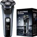 Electric Shavers for Men, 150-Min Runtime, Wet/Dry Electric Razor with Waterproof Design, Pop-Up Trimmer, Magnetic Detachable Blade Heads, LED Display, Smoothly Adheres to Sensitive Skin, Blue