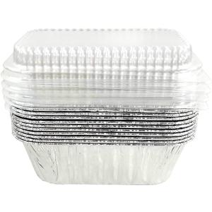 Handi-Foil 1 lb. Aluminum Foil Mini-Loaf/Bread Baking Pan w/Clear Low Dome Lid (pack of 12)