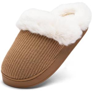 Women's Cotton Slippers - Cozy Memory Foam, Anti-Skid Rubber Sole, Fuzzy, Comfortable, Warm, Scuff Slippers - Slip-On Winter, Non-Slip Indoor/Outdoor Suitable For Women