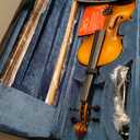 Violin Acoustic Fiddle Kit Professional Solid Wood Violin Unique Maple Wood Pattern Premium Ebony Fitting Starter Kit for Beginner Adults, Full Size By Vangoa