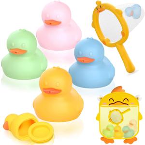6-Piece Bath Toys Mold Free Rubber Duck for Toddlers 1-3 | Sensory Floating Ducks with Storage Bag for Bathtub, Beach, Shower, Tub, Kids Boys Girls