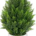 Briful 27 Artificial Cedar Topiary Tree in White Planter  Realistic Faux Evergreen Floor Plant with Layered Leaves, Decorative Indoor Outdoor Potted Shrub for Home, Office, Patio, Porch (2ft 3in)