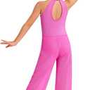 Girls Lyrical Ballet Dance Costume Contemporary Gymnastics Leotard Sleeveless Wide Leg Jumpsuit Unitard for Kids, Size: 11-12 Years