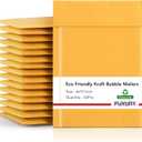 Fuxury Kraft Bubble Mailer 6x10 Inch 50 PackStrong Adhesion Padded Envelopes,Self Seal Bubble Envelopes, Waterproof Cushioned Bubble Mailers Packaging for Small BusinessBulk #0 Mailers Yellow