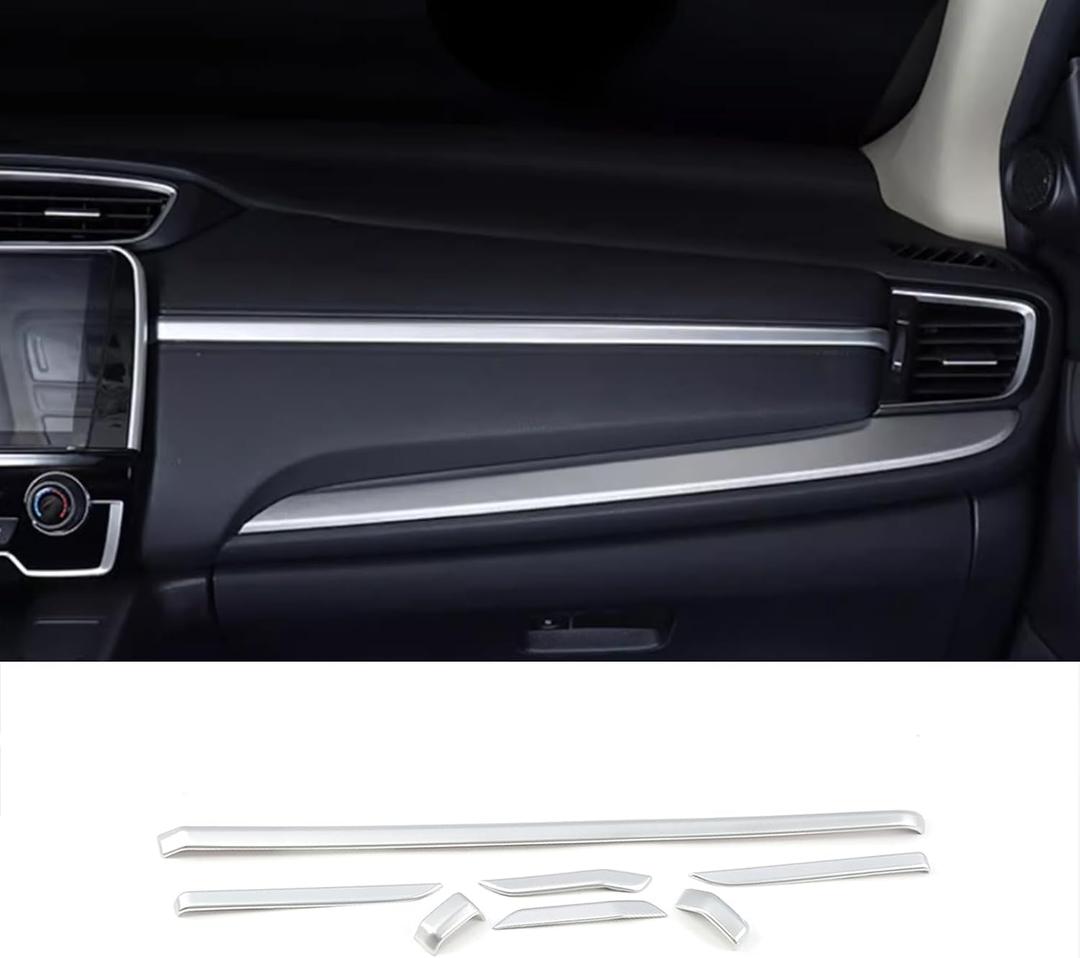 Car Accessories Fit for Honda CR-V CRV 2017 2018 2019 2020 2021 2022 Interior Instrument Panel Decorative Cover Trim Center Consoles Stickers ABS (Matte Silver) ABS 7 PCS