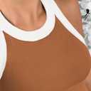 Tank Tops for Women Summer Sleeveless Round Neck Basic Cami Top Slim Knit Ribbed Racerback Blouses (Brown, XL)