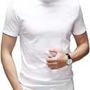 Mens T Shirt Short Sleeve Basic Mock Turtleneck Slim Fit Undershirt Pullover Thermal Solid Tops, 3XL