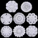 Chuangdi 8 Pcs Handmade Crochet White Lace Doilies for Tables Round Lace Placemat Rustic Table Coasters Decors for Kitchen Dining Room Party Dressers Dream Catcher Decoration(White)